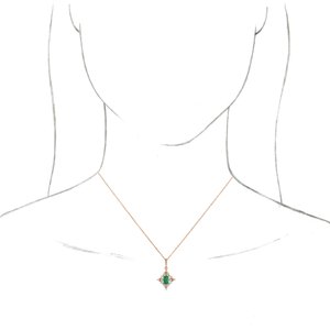 Collier émeraude 14K rose et diamant 3/8 CTW 16-18 "