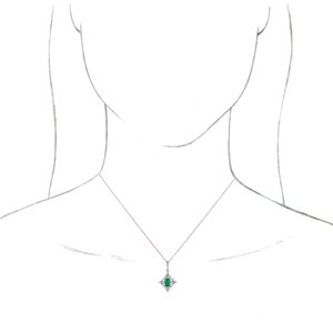 14K White Emerald & 3/8 CTW Diamond 16-18" Necklace