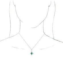 Load image into Gallery viewer, Sterling Silver Emerald &amp; 3/8 CTW Diamond 16-18&quot; Necklace
