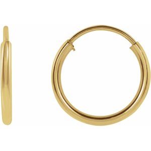 14K Yellow 10 mm Tube Hoop Earrings