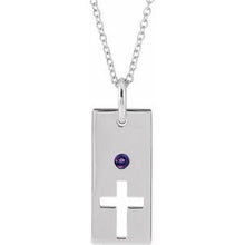 Charger l&#39;image dans la galerie, Sterling Silver Amethyst Cross Bar 16-18&quot; Necklace
