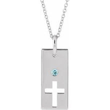 Charger l&#39;image dans la galerie, Sterling Silver Aquamarine Cross Bar 16-18&quot; Necklace
