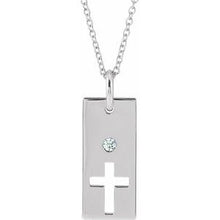 Charger l&#39;image dans la galerie, Sterling Silver .03 CT Diamond Cross Bar 16-18&quot; Necklace
