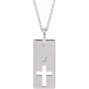 Sterling Silver .03 CT Diamond Cross Bar 16-18