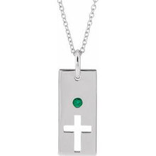 Charger l&#39;image dans la galerie, Sterling Silver Emerald Cross Bar 16-18&quot; Necklace
