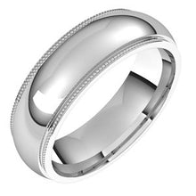Load image into Gallery viewer, Sterling Silver 6 mm Milgrain Half Round Edge Band Size 9.5
