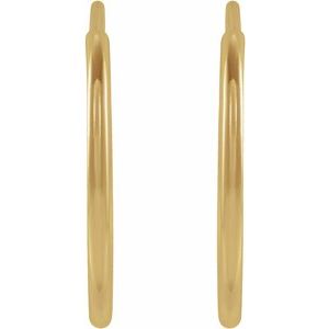 14K Yellow 15 mm Tube Hoop Earrings