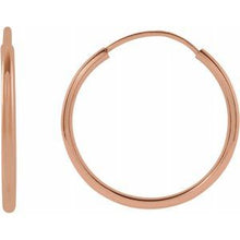 Charger l&#39;image dans la galerie, 14K Rose 15 mm Tube Hoop Earrings
