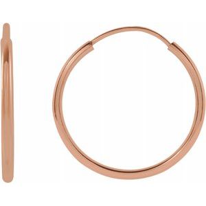 14K Rose 15 mm Tube Hoop Earrings