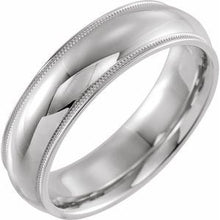 Load image into Gallery viewer, Platinum 9 mm Milgrain Half Round Comfort Fit Edge Band Size 12
