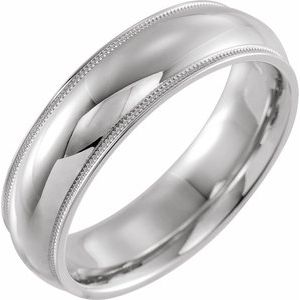 Sterling Silver 9 mm Milgrain Half Round Comfort Fit Edge Band Size 10