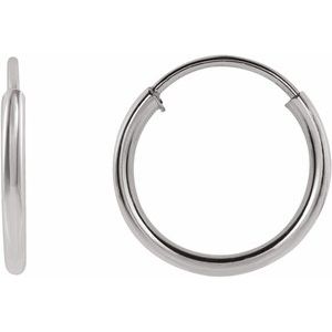 14K White 10 mm Tube Hoop Earrings