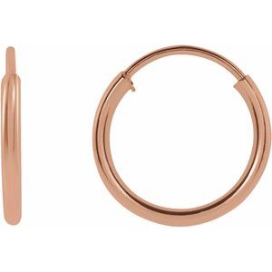 14K Rose 10 mm Tube Hoop Earrings