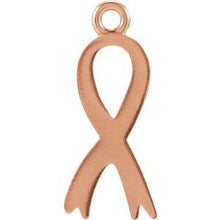 Load image into Gallery viewer, 14K Rose Breast Cancer Awareness Ribbon Charm
