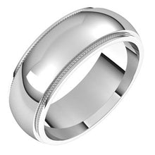 Charger l&#39;image dans la galerie, Sterling Silver 7 mm Milgrain Half Round Edge Band Size 9

