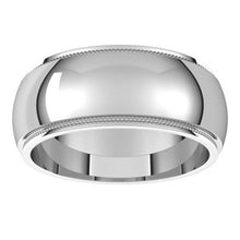 Load image into Gallery viewer, Sterling Silver 8 mm Milgrain Half Round Edge Band Size 6
