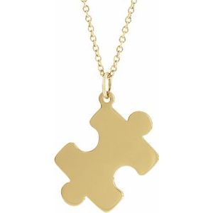 18K Yellow Gold-Plated Sterling Silver 22.65x18 mm Puzzle Piece 16-18