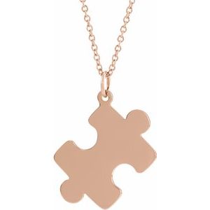 18K Rose Gold-Plated Sterling Silver 22.65x18 mm Puzzle Piece 16-18