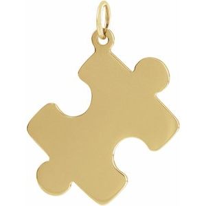 18K Yellow Gold-Plated Sterling Silver 22.65x18 mm Puzzle Piece Pendant