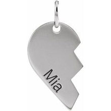 Load image into Gallery viewer, Sterling Silver 14x10 mm Right Engravable Broken Heart Pendant
