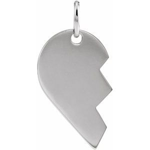Sterling Silver 14x10 mm Right Broken Heart Pendant
