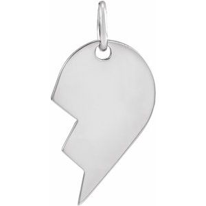 Sterling Silver 14x10 mm Left Broken Heart Pendant