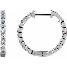 Load image into Gallery viewer, 14K White 2 CTW Lab-Grown Diamond Inside-Outside Hinged 20 mm Hoop Earrings
