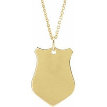 Load image into Gallery viewer, 18K Yellow Vermeil 23.1x14.3 mm Shield 24&quot; Necklace
