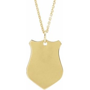 18K Yellow Vermeil 23.1x14.3 mm Shield 24" Necklace