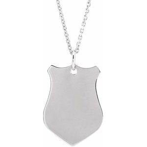 Sterling Silver 23.1x14.3 mm Shield 24" Necklace