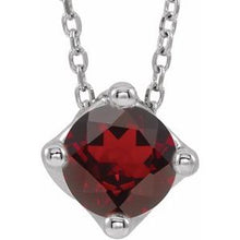 Charger l&#39;image dans la galerie, Sterling Silver Mozambique Garnet Solitaire 16-18&quot; Necklace
