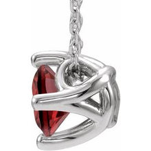 Charger l&#39;image dans la galerie, Sterling Silver Mozambique Garnet Solitaire 16-18&quot; Necklace
