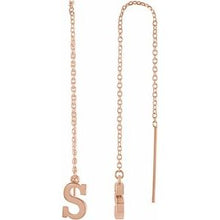 Load image into Gallery viewer, 14K Rose Single Initial S Chain Earring
