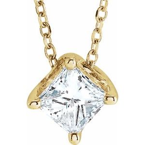 14K Yellow 1/2 CT Diamond Solitaire 16-18" Necklace