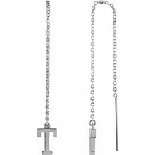Load image into Gallery viewer, 14K White Single Initial T Chain Earring
