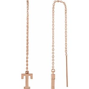 14K Rose Single Initial T Chain Earring