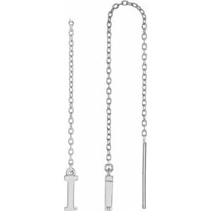 14K White Single Initial I Chain Earring