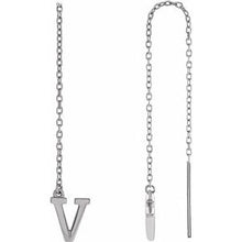 Load image into Gallery viewer, 14K White Single Initial V Chain Earring
