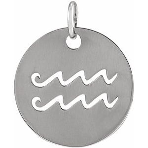 Sterling Silver Aquarius Zodiac Pendant