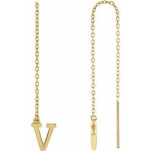 Load image into Gallery viewer, 14K Yellow Single Initial V Chain Earring
