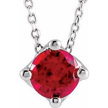 Load image into Gallery viewer, 14K White Ruby Solitaire 16-18&quot; Necklace
