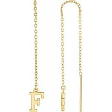 Charger l&#39;image dans la galerie, 14K Yellow Single Initial F Chain Earring
