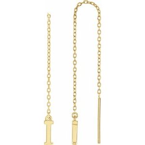 14K Yellow Single Initial I Chain Earring