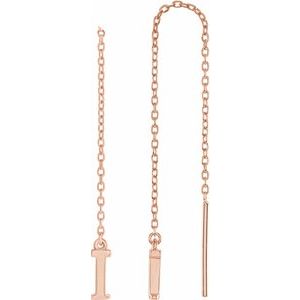 14K Rose Single Initial I Chain Earring