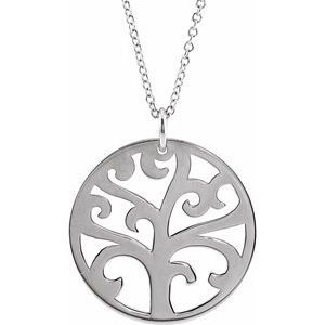 Sterling Silver 20 mm Tree 16-18" Necklace
