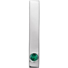 Charger l&#39;image dans la galerie, Sterling Silver Chatham¬Æ Lab-Created Emerald Family Engravable Bar Slide Pendant
