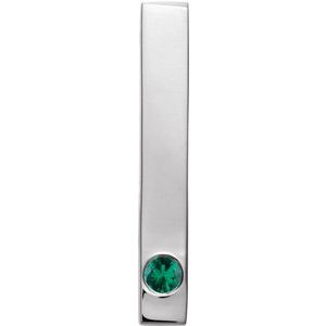 Sterling Silver Chatham¬Æ Lab-Created Emerald Family Engravable Bar Slide Pendant