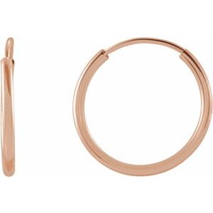 14K Rose 12 mm Tube Hoop Earrings