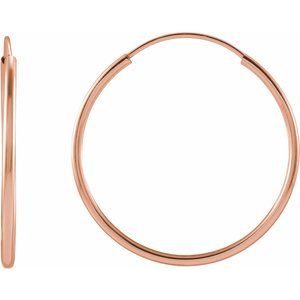 14K Rose 20 mm Tube Hoop Earrings