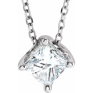 Platinum 3/4 CT Diamond Solitaire 16-18" Necklace